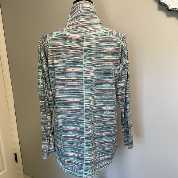 Talbots T by Talbots Sz M Long Sleeve Mock Neck Tee - Multi Color Stripe Design - Picture 4 of 8
